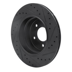 BMW 528I xDrive Brake Rotor (1) - Rear Left - R1 Concepts - Drilled & Slotted - Black - `06-`10